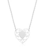 Silver Heart Circle Lady Necklace