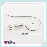 925 Sterling Silver Coil Ear Wire Earrings for DIY Jewelry Making