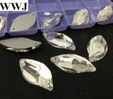 Crystal Clear Flatback Sew On Stones 9x20, 14x30mm