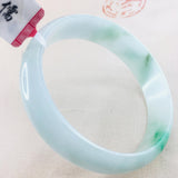 Zheru Jadeite Bracelet Natural Light Green Flower 54-62mm Female Jade Gift