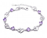Women's Amethyst 925 Sterling Silver Charm Bracelet