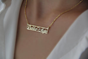 Personalized Double Name Bar Necklace