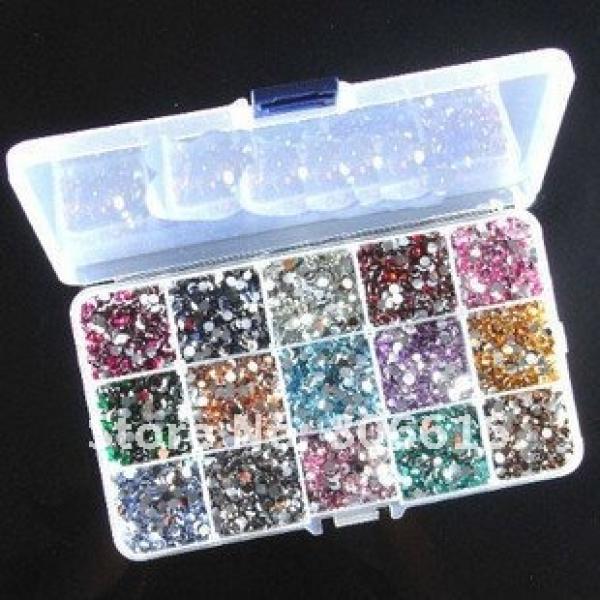 3MM 15 Colors Resin Rhinestone Flat Base Set for Nail Art