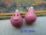 10 pcs 16*16*25mm Purple 3D Smiling Face Bells Charms Pendants