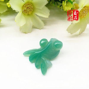Natural 7A Agate Fish Hand-Carved Red Green Jade Pendant