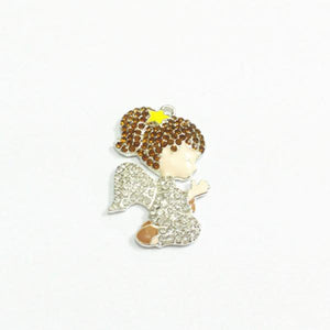 10pcs Christmas Kneeling Angel Rhinestone Pendants