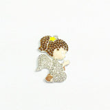 10pcs Christmas Kneeling Angel Rhinestone Pendants