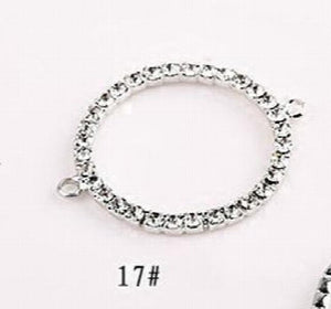 Double Hanging Round Diamond Earrings Pendant DIY Alloy Parts