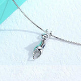 925 Sterling Silver Cat Pendant Necklace Elegant Women Party Jewelry