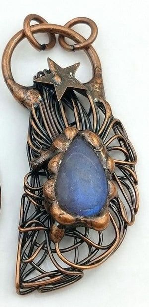 Kyanite Quartz Pendant Star Moon Necklaces Vintage Women Gift Jewelry