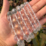 Clear Rock Quartz Bracelet 128 Facets Round Beads Crystal Healing Stone