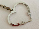 Personalized 2 Names Keychain Heart Name Keyring Two Names Heart Birthday