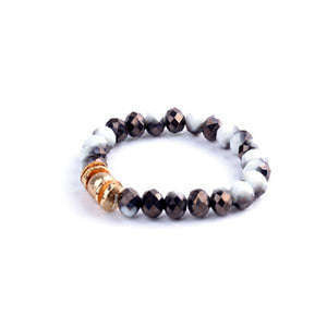 BOJIU Bracelet Matte Grey Ag. Stone Elastic Strand 10mm Bead Bracelet
