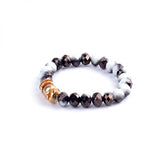 BOJIU Bracelet Matte Grey Ag. Stone Elastic Strand 10mm Bead Bracelet