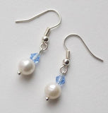 Crystal Bead Freshwater Pearl S925 Silver Dangle Earrings