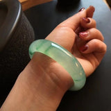 Zheru Jewelry Natural Burmese Jade Ice Light Two-Tone Bracelet 54-64mm