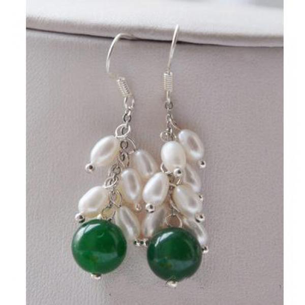 10mm Green Jade Pearl Grapes Shaped Earrings S925 Sterling Silver Hook
