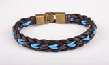 Bronze Braided Hemp & Leather Bracelet Cuff Men