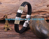 G34 Surfer Double Leather Hemp Mens Bracelet Cuff & Beige