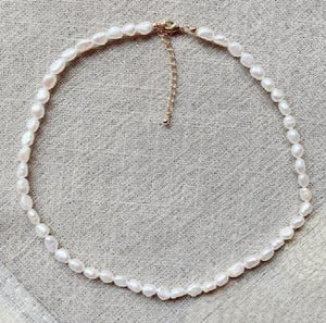 Baroque Pearl Necklace 5-6mm Small Rice Fine Jewelry Freshwater Choker