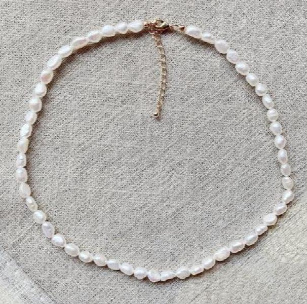 Baroque Pearl Necklace 5-6mm Small Rice Fine Jewelry Freshwater Choker