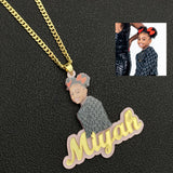 Acrylic Picture Necklace with Name Chain for Women