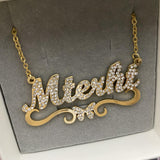 Diamond Crystal Personalized Name Necklace Stainless Steel Women Gift