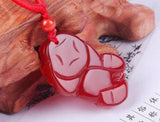 Chinese Natural Red Agate Pixiu Pendant Necklace