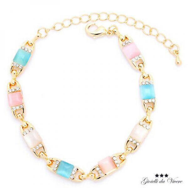 Adjustable Plated Bracelet with Colorful Stones for Women