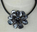 Shell Flower Necklace Real Pearls Sea Shell Flower Leather Necklace