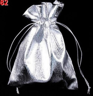 50pcs/lot Drawstring Gift Bags Silver Jewelry Packaging Small Bags