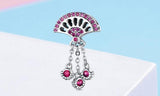 925 Silver Chinese Style Fan Charms Beads for DIY Jewelry