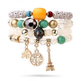 BOJIU Charm Bracelet Set Crystal Beaded Resin Bohemia Bar Bracelet Sets
