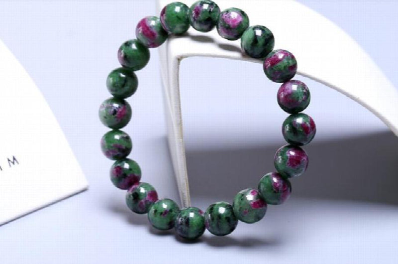 Green Zoisite Round Gemstone Bracelet
