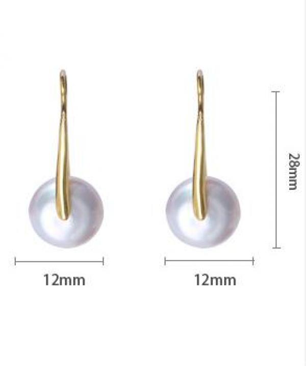 Coin Freshwater Pearl Dangle Earrings - Lady Gift