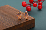 Purple Zircon Women Feather 585 Rose Earrings