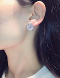 S925 Silver Diamond Stud Earrings for Women - Round Wedding Earrings
