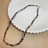 4MM Faceted Tourmaline Necklace Rainbow Natural Stones S925 Silver Collier