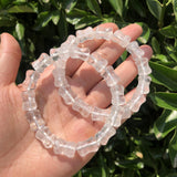 Natural Rock Quartz Bamboo Shape Crystal Bracelet Healing Stone Jewelry