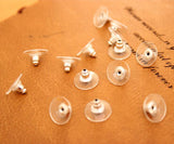 12 Pcs Silver Plated Earring Back Plastic Earnuts 11x6mm Jewelry