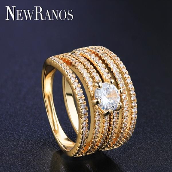 Zircon Crystal Wedding Engagement Ring Set for Female
