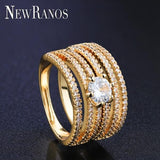 Zircon Crystal Wedding Engagement Ring Set for Female