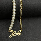 Pearl Name Necklace Cuban Chain Choker Pendant Jewelry