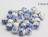 50 pcs Porcelain Beads DIY Ceramic Loose Beads Round Pattern