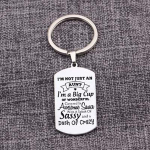 Stainless Steel Personalized Dog Tag Keychain - I'M NOT JUST AN AUNT