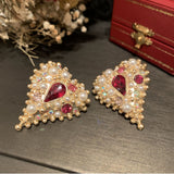 Retro Court Love Earrings Exagerrated Water Droplets S925 Silver Needle