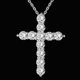 Princess Cut CZ Cross Pendant Necklace for Women