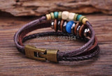 G72 Hemp Leather Bracelet with Wood Beads
