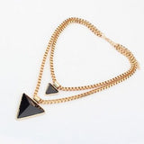 Triangular Geometry Double Necklace Statement Necklaces