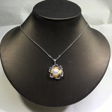 ZHBORUIN Pearl Necklace Sliver Flower Necklace Natural Pearl Pendant
